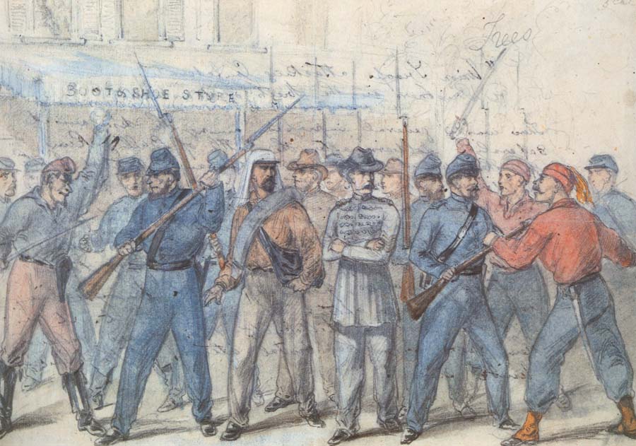 Union Soldiers Attacking Confederate Prisoners in the Streets of Washington